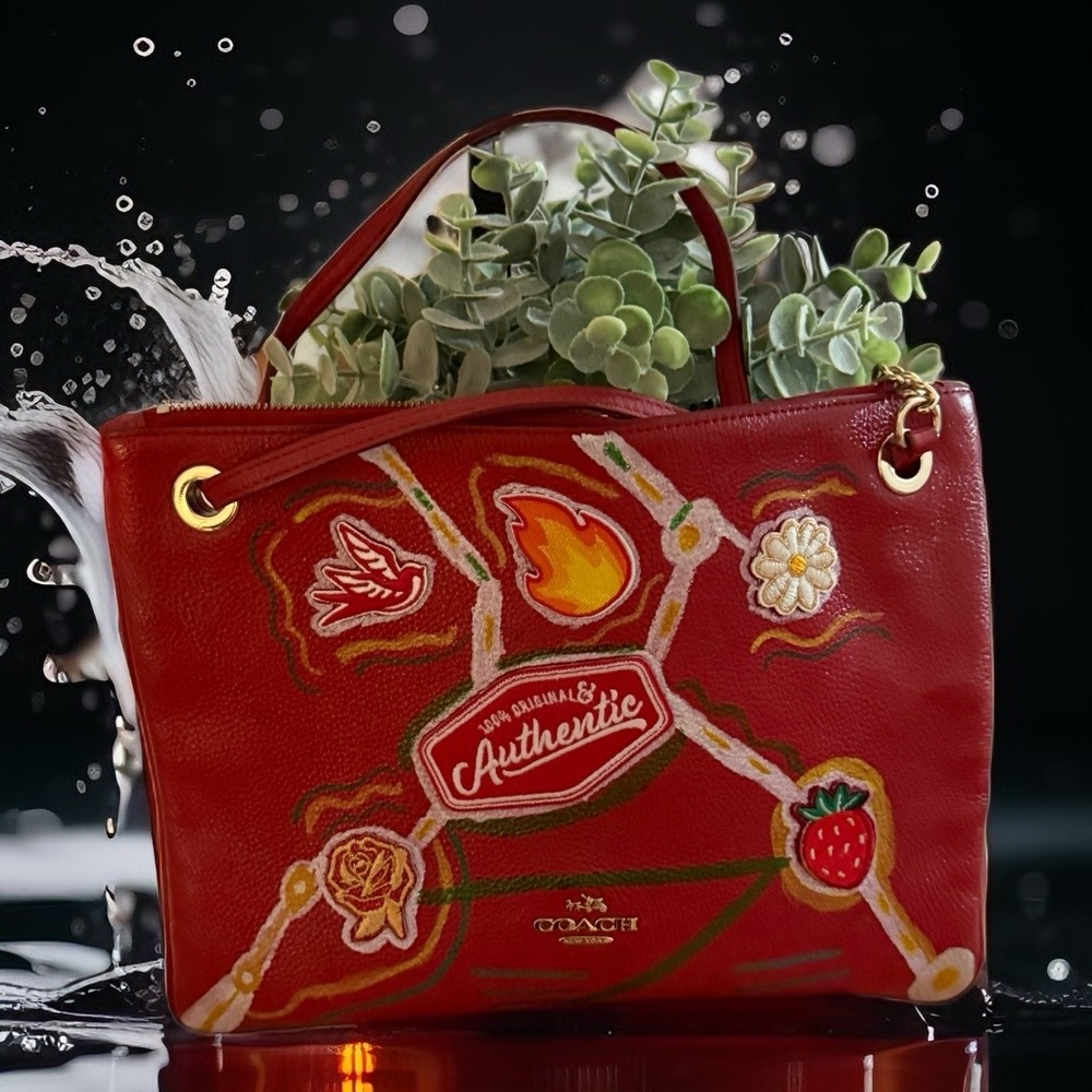 Coach Red Artistic Tote Bag